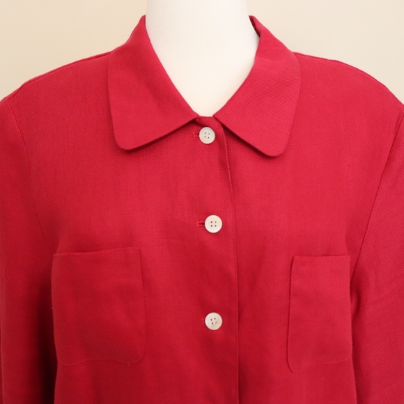 Talbots Linen Short L/S Jacket Raspberry Size 16 - Picture 6 of 6
